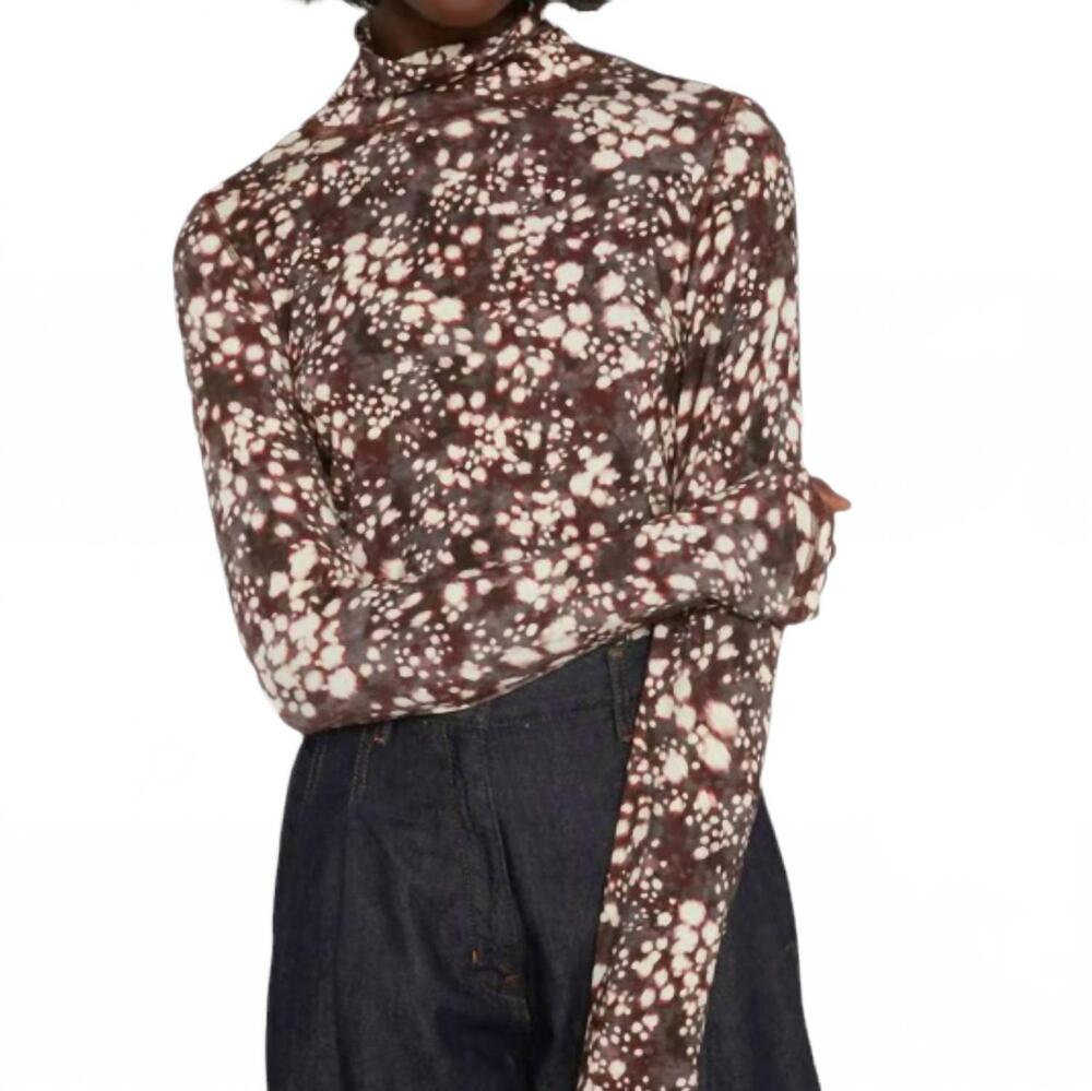 NEW SUNCOO maury turtleneck top in choco